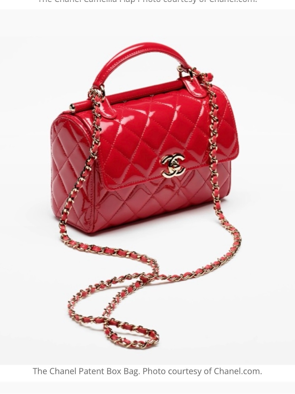 Chanel Patent Leather Quilted small Box Bag in Red